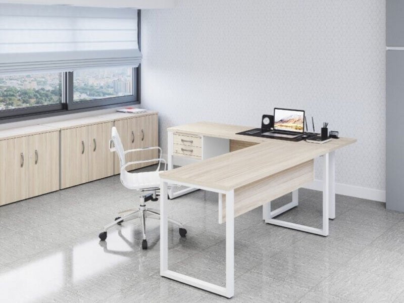 Conjunto de mesa em L Tampo